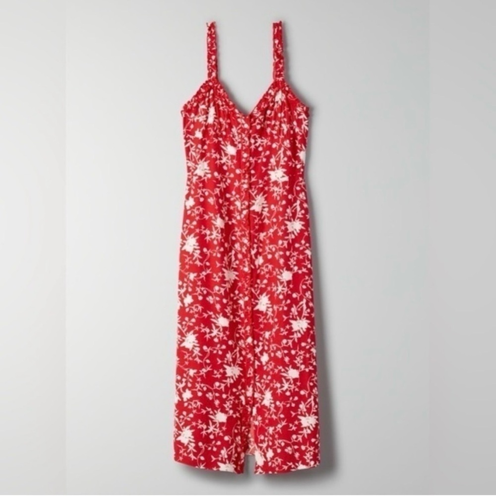 Wilfred/ Aritzia Red and White Floral Slip Dress